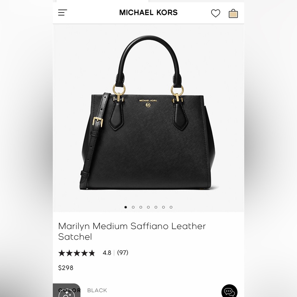 Michael Kors Marilyn Medium Saffiano Leather Satchel
~Black~